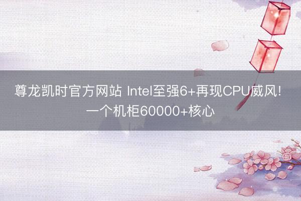 尊龙凯时官方网站 Intel至强6+再现CPU威风! 一个机柜60000+核心