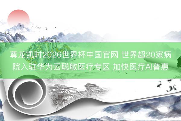 尊龙凯时2026世界杯中国官网 世界超20家病院入驻华为云聪敏医疗专区 加快医疗AI普惠
