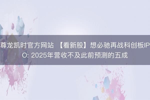 尊龙凯时官方网站 【看新股】想必驰再战科创板IPO: 2025年营收不及此前预测的五成
