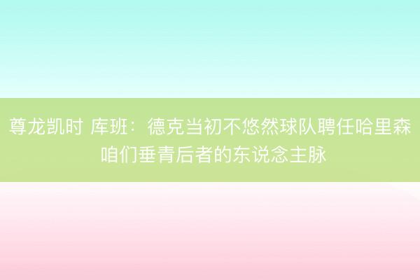 尊龙凯时 库班:德克当初不悠然球队聘任哈里森 咱们垂青后者的东说念主脉
