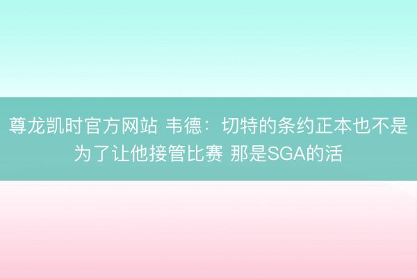 尊龙凯时官方网站 韦德：切特的条约正本也不是为了让他接管比赛 那是SGA的活