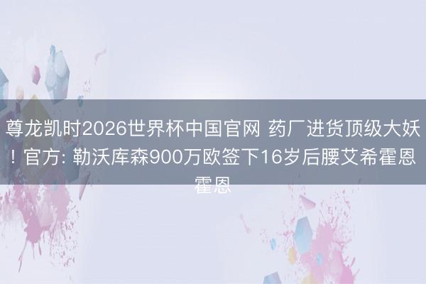 尊龙凯时2026世界杯中国官网 药厂进货顶级大妖! 官方: 勒沃库森900万欧签下16岁后腰艾希霍恩