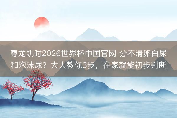 尊龙凯时2026世界杯中国官网 分不清卵白尿和泡沫尿？大夫教你3步，在家就能初步判断