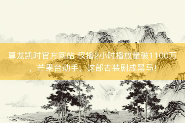 尊龙凯时官方网站 仅播2小时播放量破1100万，芒果台动手，这部古装剧成黑马！