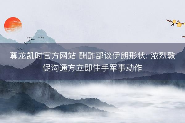 尊龙凯时官方网站 酬酢部谈伊朗形状: 浓烈敦促沟通方立即住手军事动作