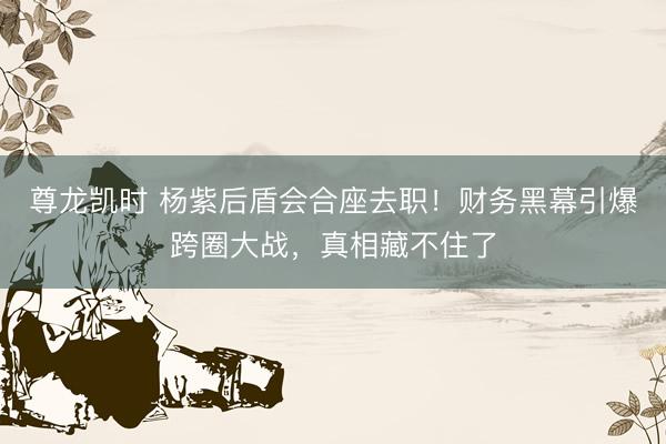尊龙凯时 杨紫后盾会合座去职！财务黑幕引爆跨圈大战，真相藏不住了