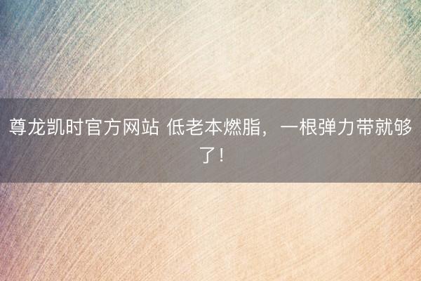 尊龙凯时官方网站 低老本燃脂，一根弹力带就够了！