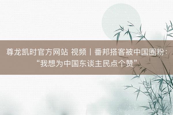 尊龙凯时官方网站 视频丨番邦搭客被中国圈粉：“我想为中国东谈主民点个赞”