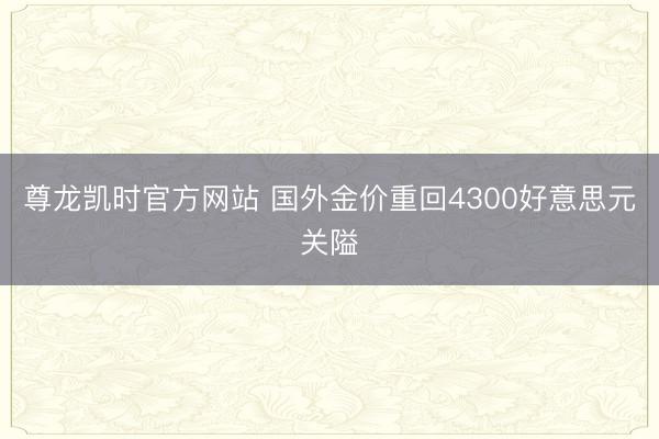 尊龙凯时官方网站 国外金价重回4300好意思元关隘