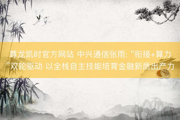 尊龙凯时官方网站 中兴通信张雨: “衔接+算力”双轮驱动 以全栈自主技能培育金融新质出产力