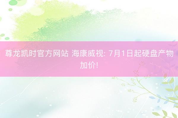 尊龙凯时官方网站 海康威视: 7月1日起硬盘产物加价!